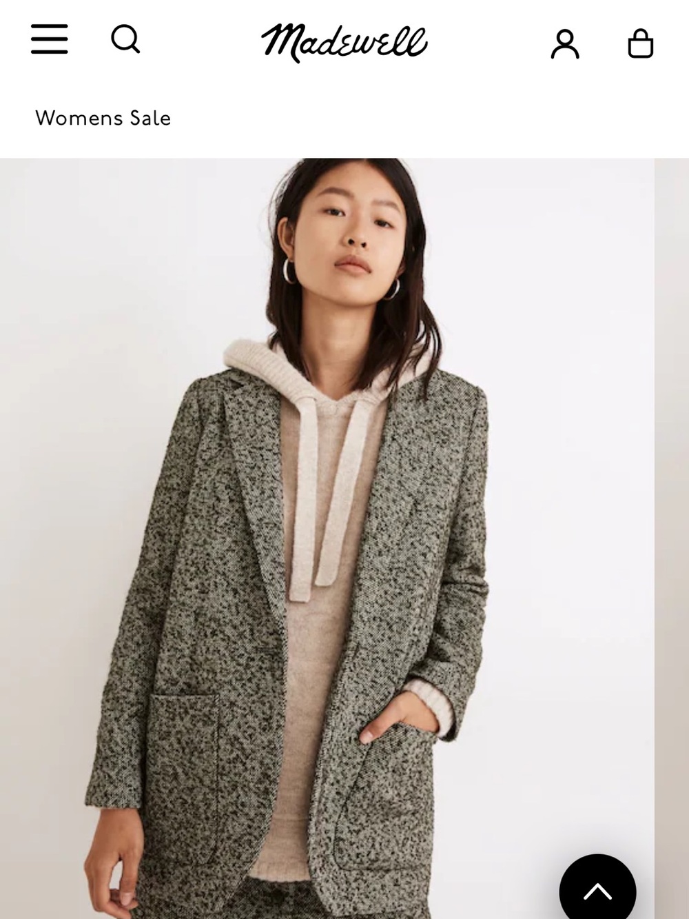 NWOT Madewell Larsen Blazer Italian Boucle Dark Forest Green Twill Herringbone